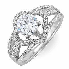 Clover Halo Pave Diamond Ring