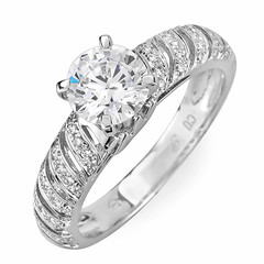 Striped Pave Shanks Diamond Engagement Ring