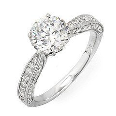 Three Sided Pave Diamond Engagement Ring