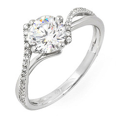 Cross Split Shoulders Diamond Engagement Ring