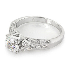 Tri Diamond Side Stones Diamond Engagement Ring