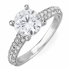 Tri Pave Shanks Diamond Engagement Ring