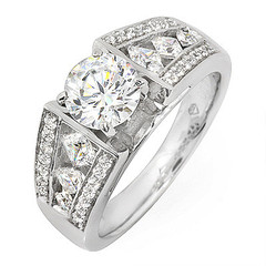 Tri Side Stones With Channel Diamond Engagement Ring