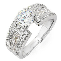 Wide Pave Channel Diamond Engagement Ring