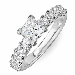 Diamond Engagement Ring with Bar-Set Side Stones