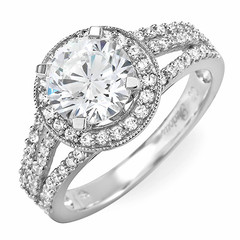 Double Split Diamond Engagement Ring