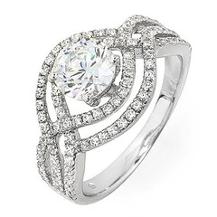 Twisted Double Halo Diamond Engagement Ring