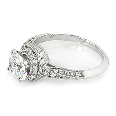 Milgrain Halo Diamond Engagement Ring