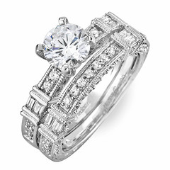 Mixed Cut Diamond Wedding Ring Set