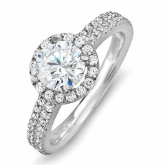 Pave Shank Halo Diamond Engagement Ring