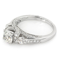 Raised Side Stones Diamond Engagement Ring