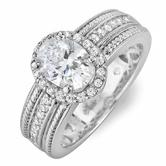 Shoulder Channel Halo Diamond Engagement Ring