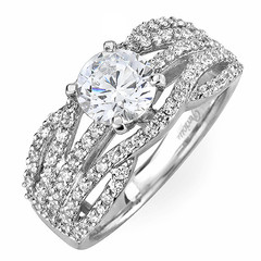 Cross Shank Diamond Engagement Ring