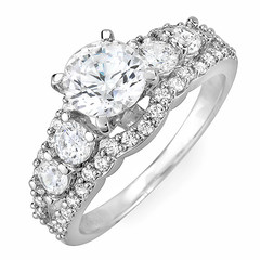 Split Shank Quad Side Stones Diamond Engagement Ring