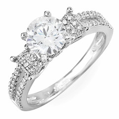 Split Shoulder Diamond Engagement Ring