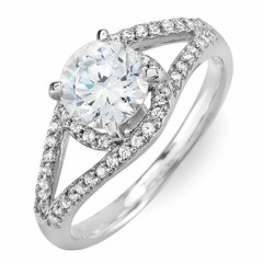 Split Shoulder Halo Diamond Engagement Ring