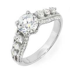 Split Shoulder with Six Side Stones Diamond Engagement Ring