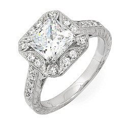 Thirty Eight Diamond Engagement Ring With Square Halo