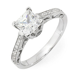 Traditional Princes Cut Diamond Engagement Ring 