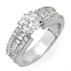 Tri Channel Shoulders Diamond Engagement Ring