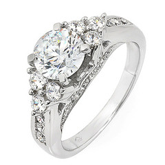 Tri Cluster Side Stone Diamond Engagement Ring