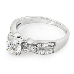 Tri Diamond Side Stone With Split Shoulder Diamond Engagement Ring