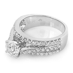 Tri Pave Cathedral Diamond Engagement Ring