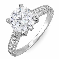 Solitaire with Pave Shank Diamond Engagement Ring