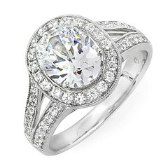 Split Shank Oval Halo Diamond Engagement Ring