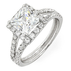 Split Shank with Square Halo Diamond Engagement Ring