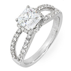 Split Shoulder Diamond Engagement Ring