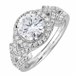 Split Shoulder Halo Diamond Engagement Ring
